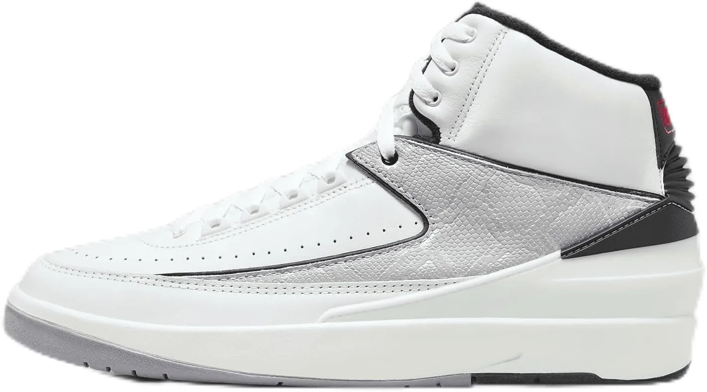 NIKE Air Jordan 2 Retro Python Mens (DR8884-102, White/Black/Sail/Fire Red) Size 7