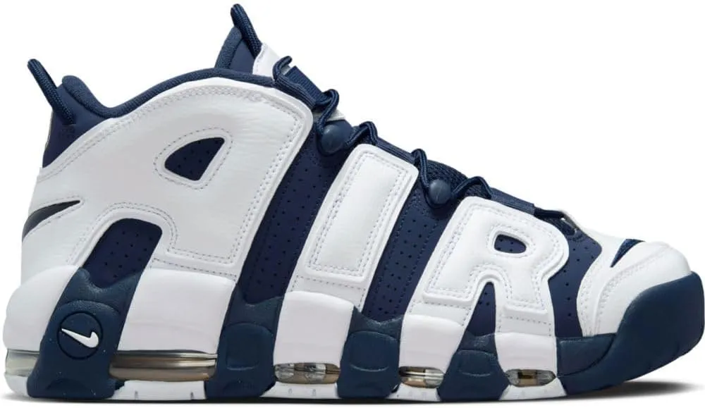 Nike Air More Uptempo Men's Shoes, White/Midnight Navy/Metallic Gold/University Red, Size 9