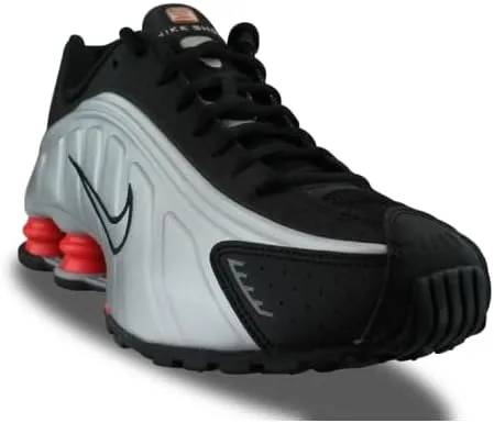 Nike Shox R4 Men's Shoes (HQ1988-002, Metallic Silver/Black/Picante Red/Metallic Silver)