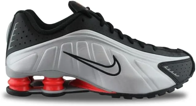 Nike Shox R4 Men's Shoes (HQ1988-002, Metallic Silver/Black/Picante Red/Metallic Silver)