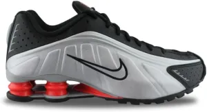 Nike Shox R4 Men's Shoes (HQ1988-002, Metallic Silver/Black/Picante Red/Metallic Silver)