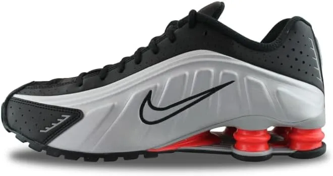 Nike Shox R4 Men's Shoes (HQ1988-002, Metallic Silver/Black/Picante Red/Metallic Silver)