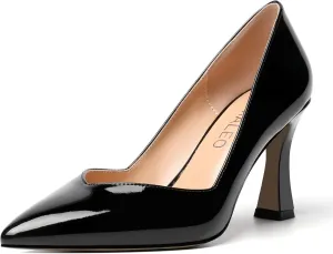 NUMALEO Womens Evening Sexy Pointed Toe Solid Slip On Spool High Heel Pumps Shoes 3.3 Inch