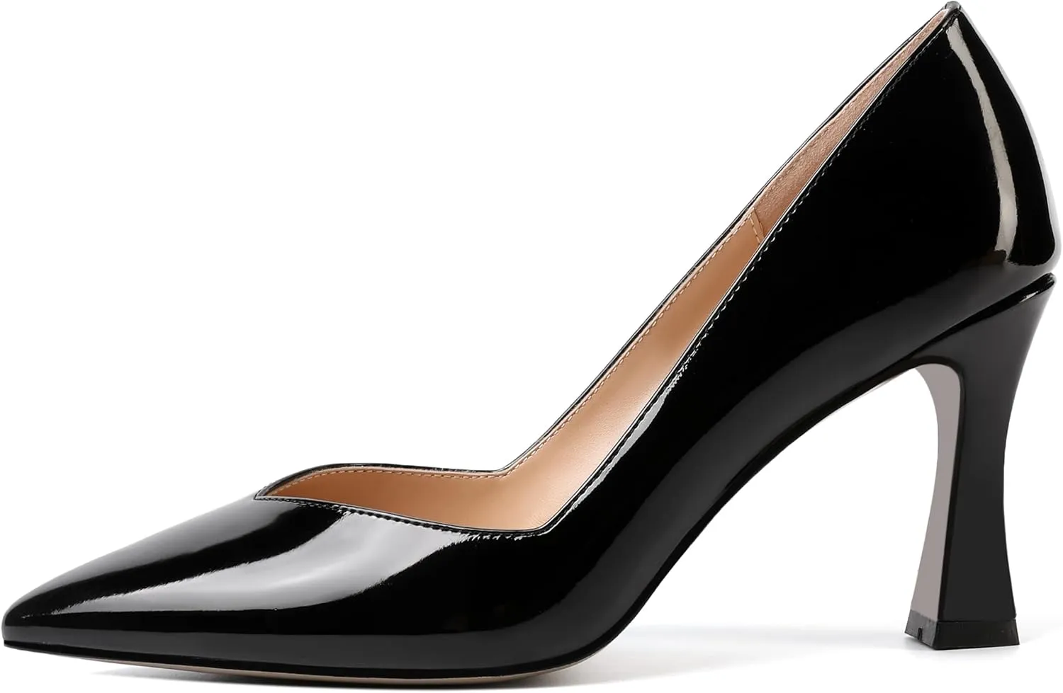 NUMALEO Womens Evening Sexy Pointed Toe Solid Slip On Spool High Heel Pumps Shoes 3.3 Inch