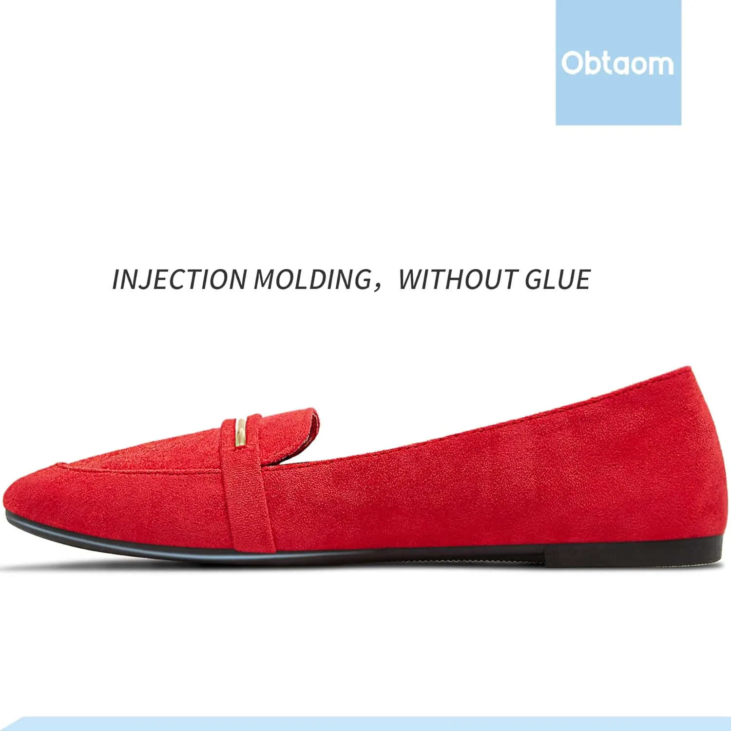 Obtaom Women's Pointy Toe Loafer Flat Comfortable Faux Suede Work Shoes,Cute Penny Loafer Slip On Ballet Flat