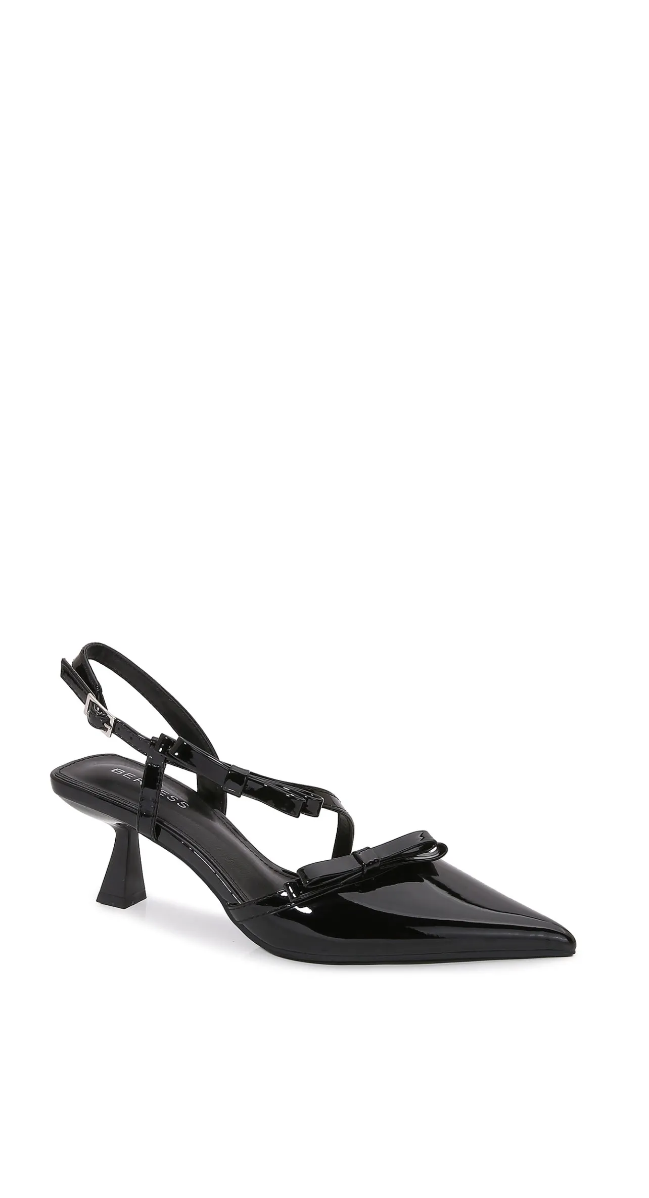 Odaliz Pointed Mule Mid Heel - Black