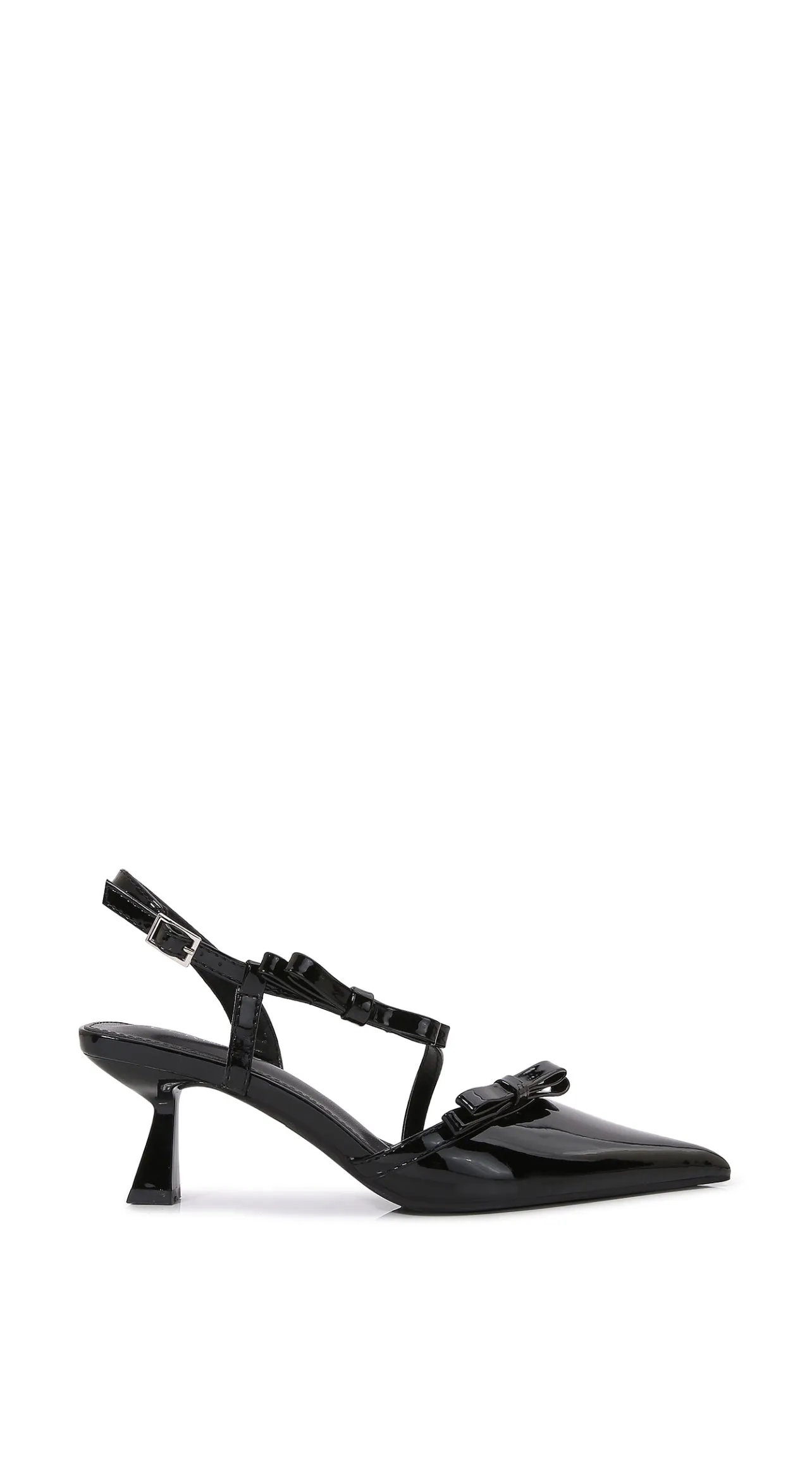 Odaliz Pointed Mule Mid Heel - Black