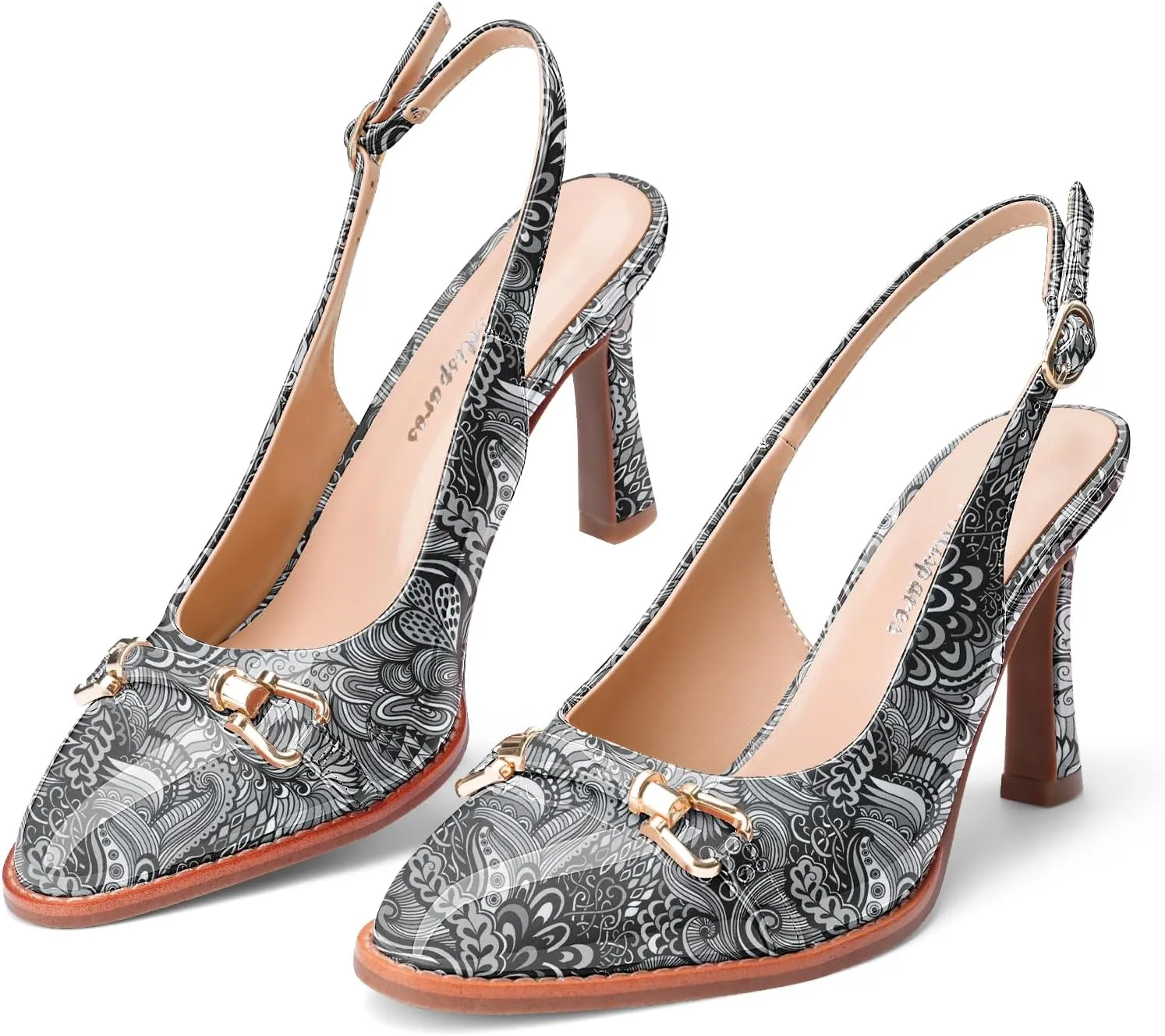 Oh Mispares Slingback Heels for Women Pointy Toe Stiletto High Heel Pumps Slip On Patent Leather Summer Wedding Party Dress Shoes