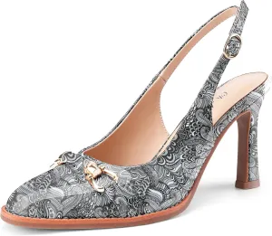 Oh Mispares Slingback Heels for Women Pointy Toe Stiletto High Heel Pumps Slip On Patent Leather Summer Wedding Party Dress Shoes