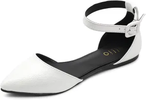 Ollio Women's Shoes Faux Suede Ankle Straps D'Orsay Pointed Toe Ballet Flats