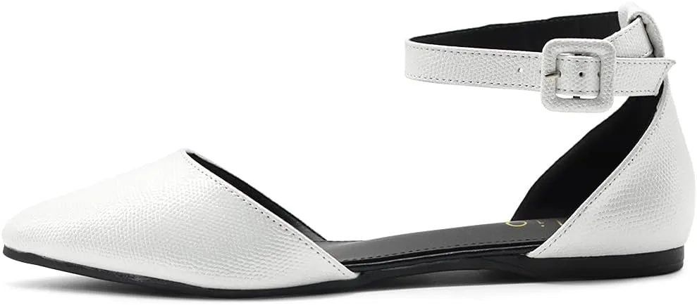 Ollio Women's Shoes Faux Suede Ankle Straps D'Orsay Pointed Toe Ballet Flats