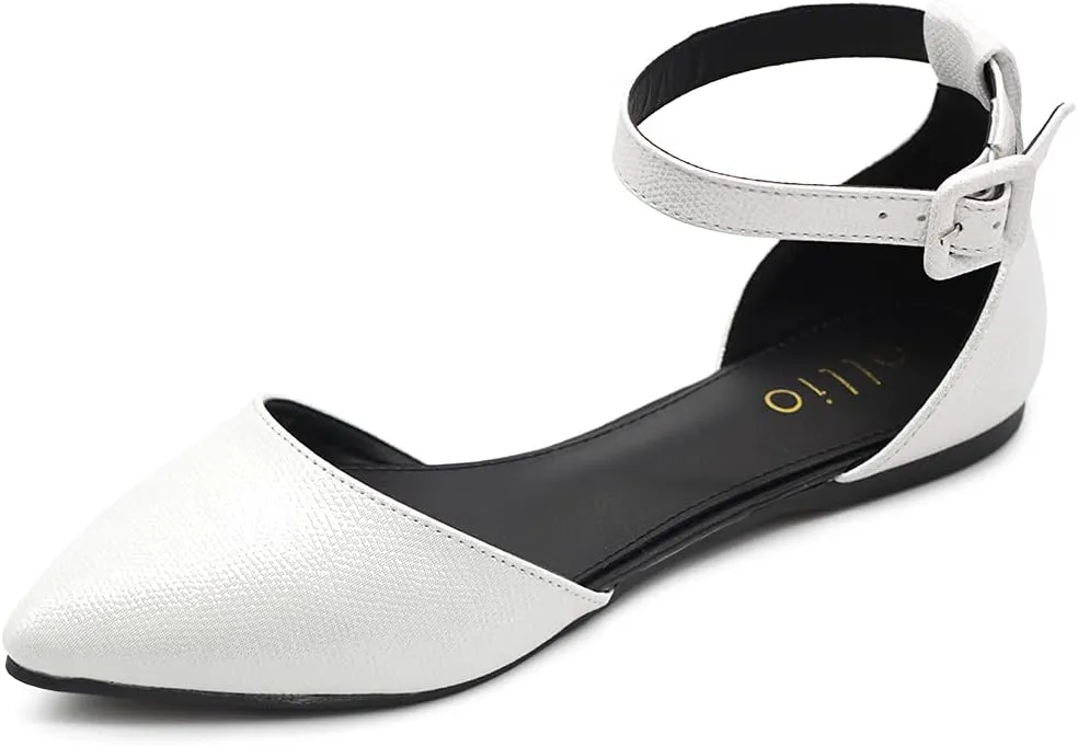 Ollio Women's Shoes Faux Suede Ankle Straps D'Orsay Pointed Toe Ballet Flats