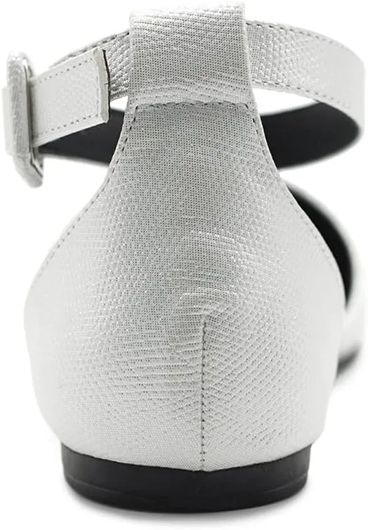 Ollio Women's Shoes Faux Suede Ankle Straps D'Orsay Pointed Toe Ballet Flats