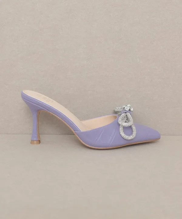 Ophelia - Rhinestone Bow Kitten Heel