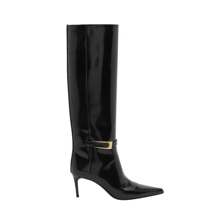 Patent Leather Pointed Toe Stiletto Heel Fashion Knee High Boots