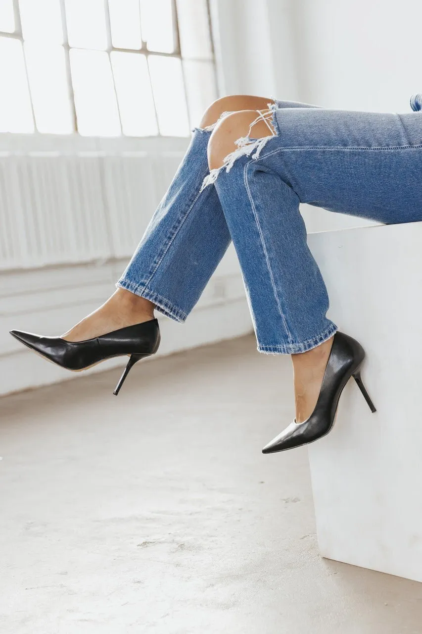 Payton Black Pointed Toe Stiletto Heels - FINAL SALE