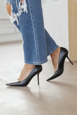 Payton Black Pointed Toe Stiletto Heels - FINAL SALE