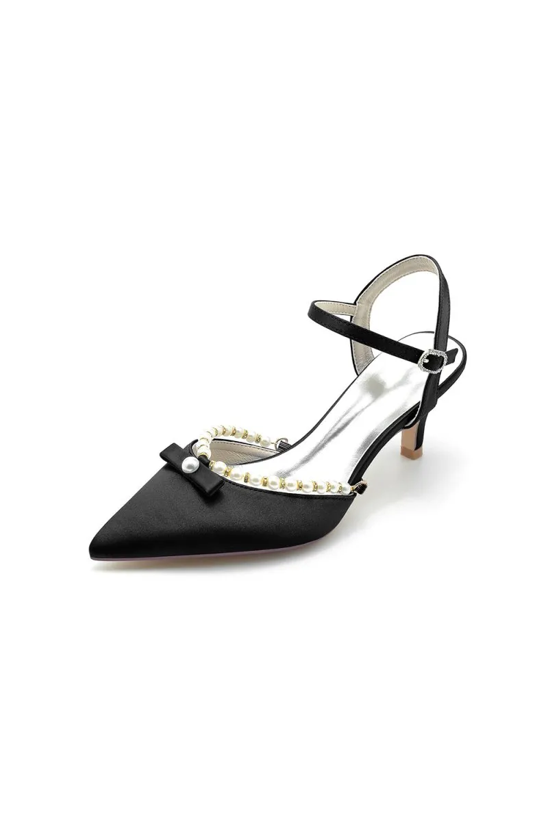 Pearl Satin Pointed Toe High Heels