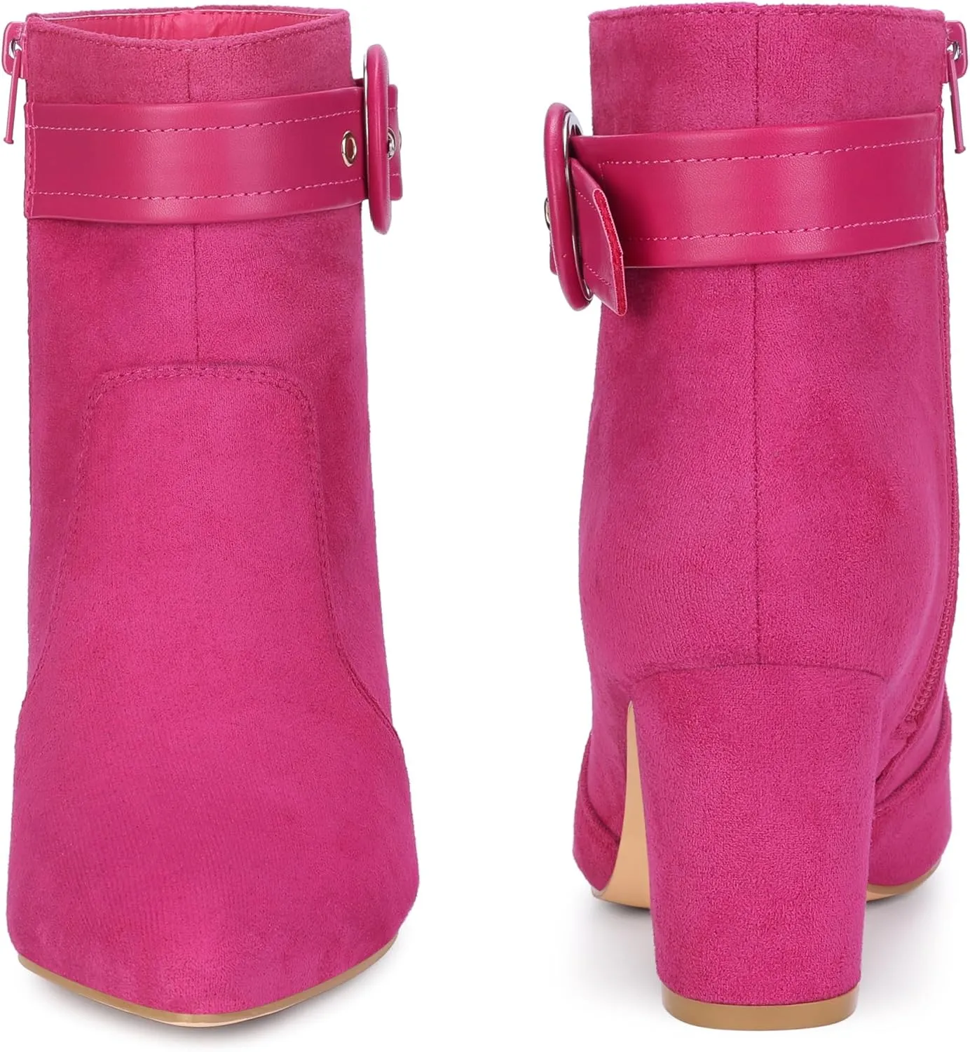 Perphy Buckle Ankle Boot Pointed Toe Chunky Heel Boots for Women