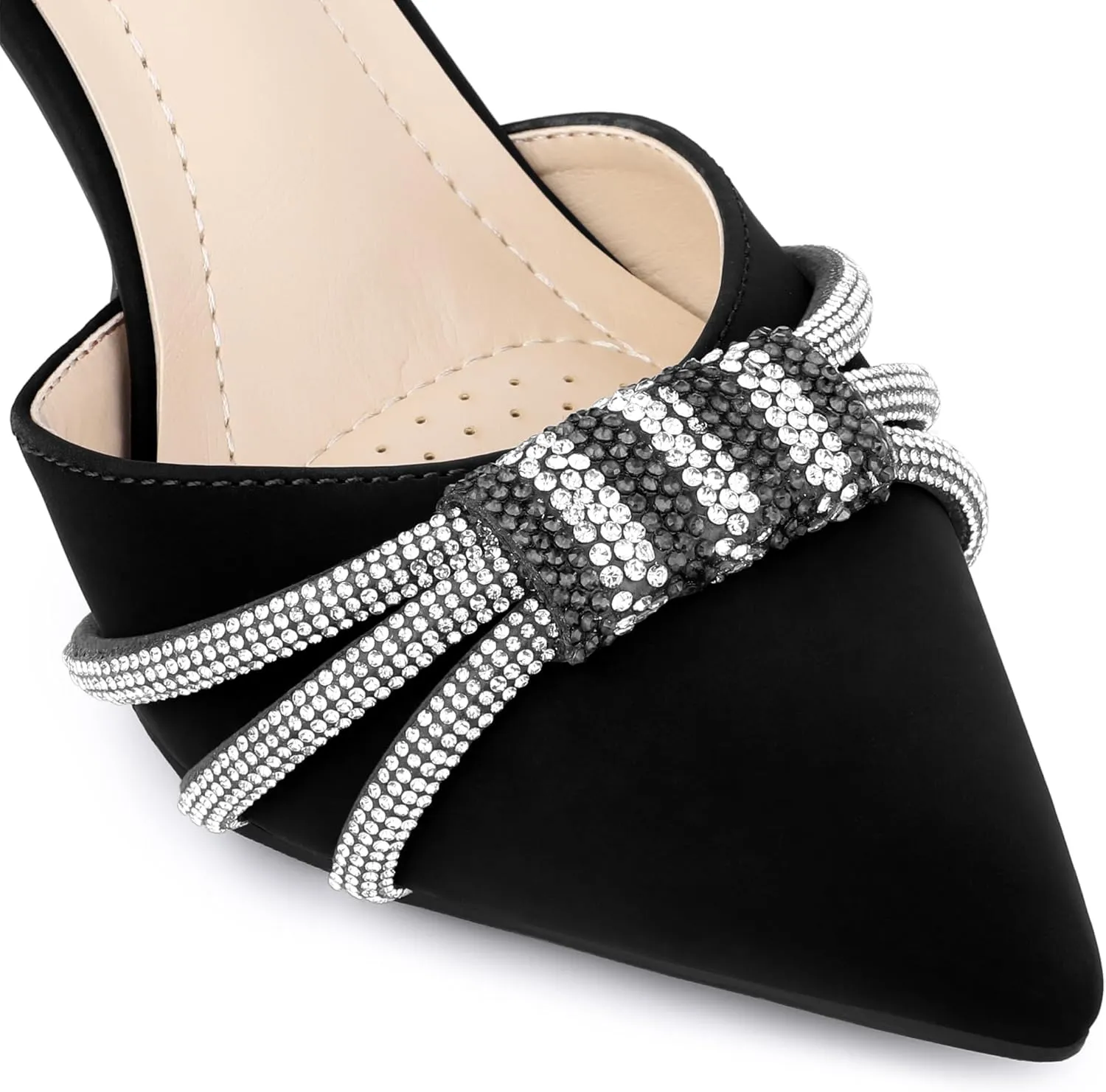 Perphy Pointed Toe Ankle Strap Rhinestone Stiletto High Heel Pumps for Women