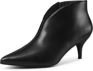 Perphy Pointed Toe V Cutout Stiletto Heel Ankle Booties for Women