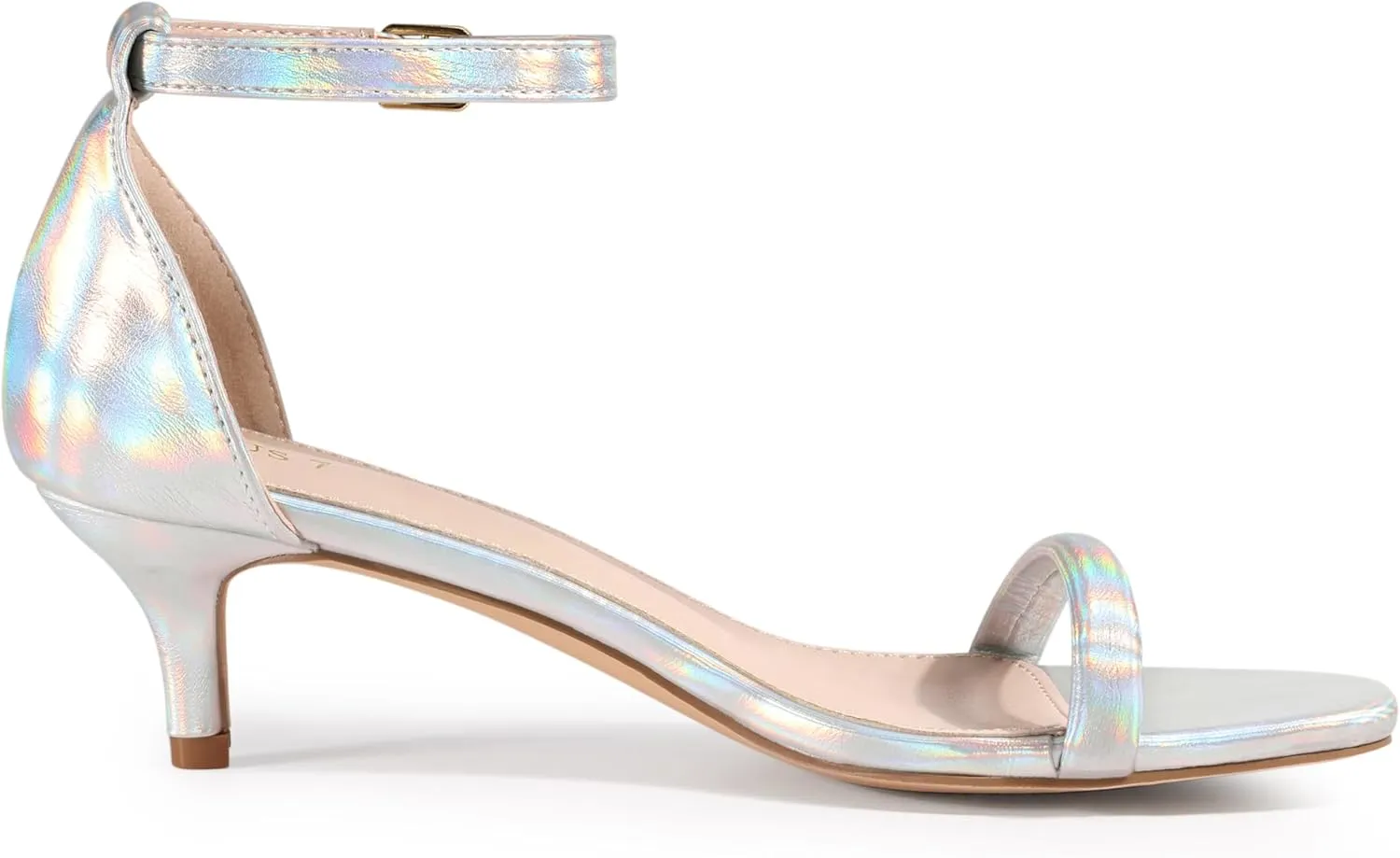 Perphy Square Toe Kitten Heel Ankle Strap Sandals for Women