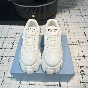 PRADA LAMBSKIN SHOES LACE-UP MONOLITH BRUSHED Performance-driven WHITE Easy returns