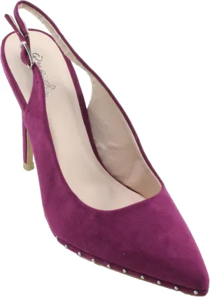 Qupid Women's Vava-02AX Faux Suede Pointed Toe Sling Back Dress High Heels (7.5, Violet)