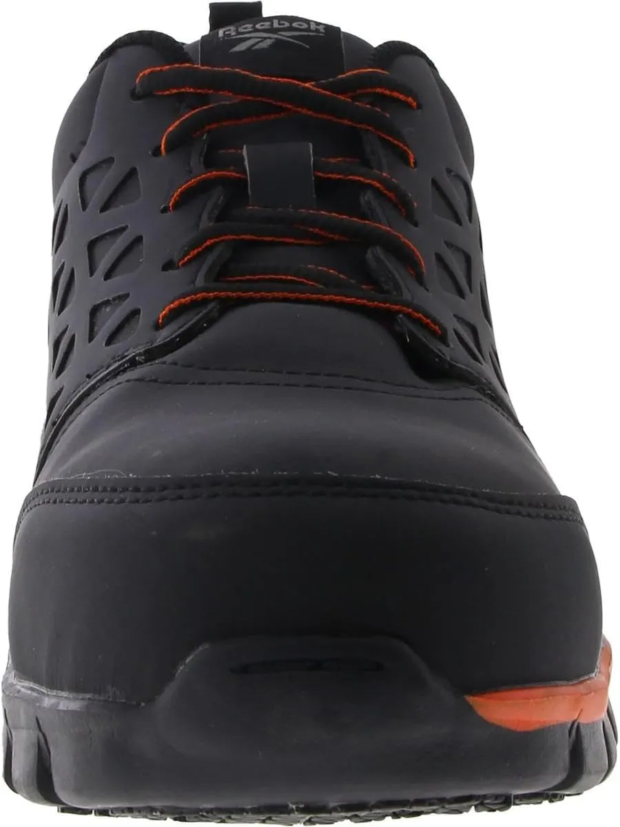 Reebok Men's Rb4050 Sublite Cushion Safety Athletic Work Composite Toe Shoe Black and Orange