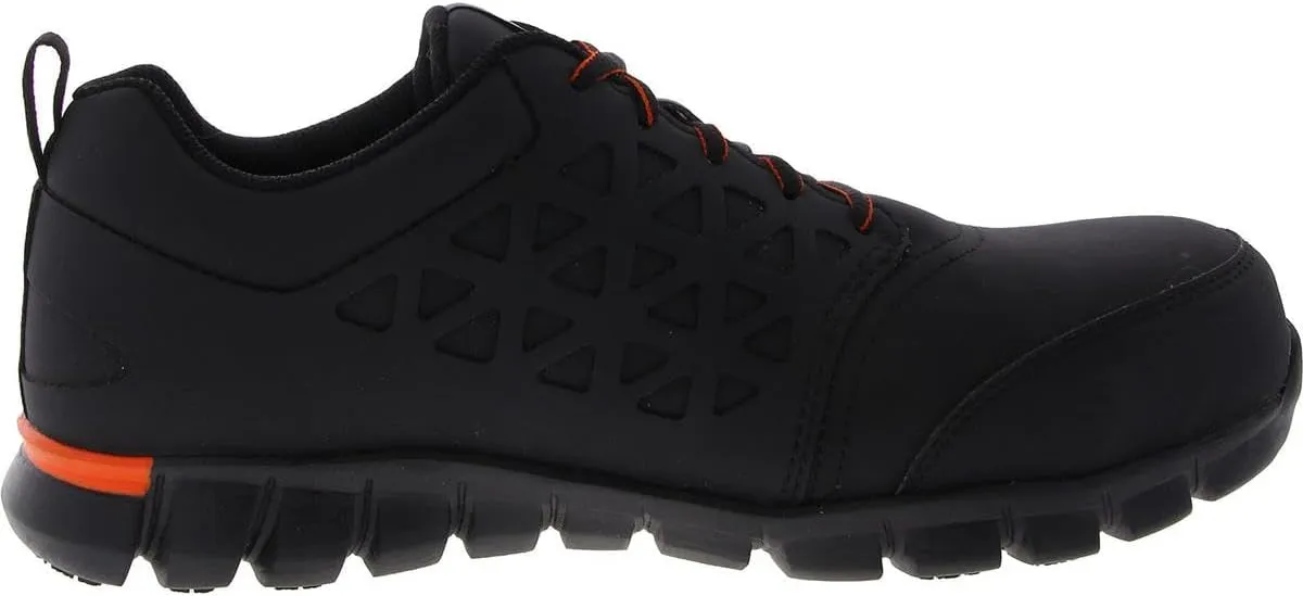 Reebok Men's Rb4050 Sublite Cushion Safety Athletic Work Composite Toe Shoe Black and Orange