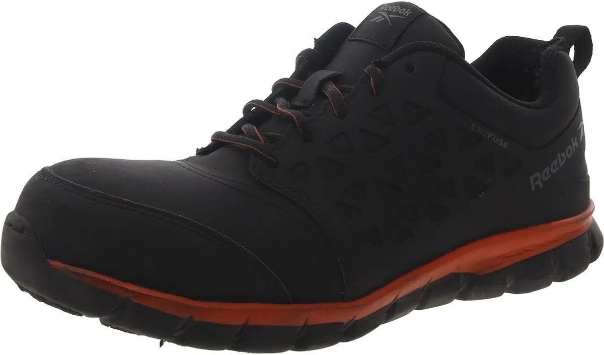 Reebok Men's Rb4050 Sublite Cushion Safety Athletic Work Composite Toe Shoe Black and Orange