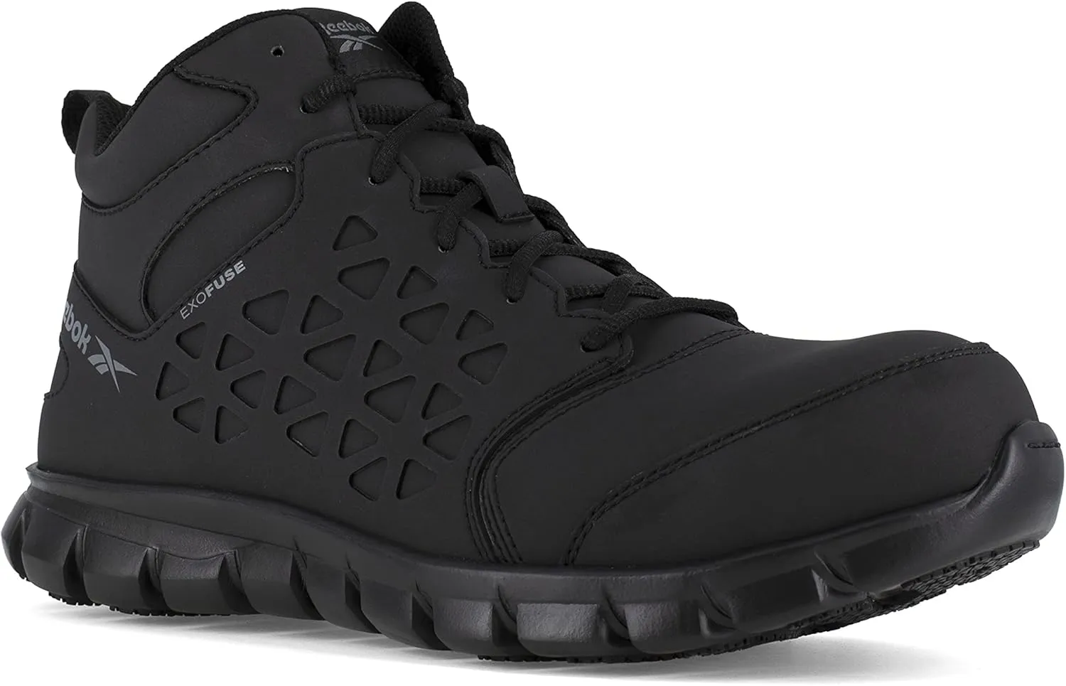 Reebok Work Mens Sublite Cushion Athletic Mid Cut Work Safety Shoes Casual - Black