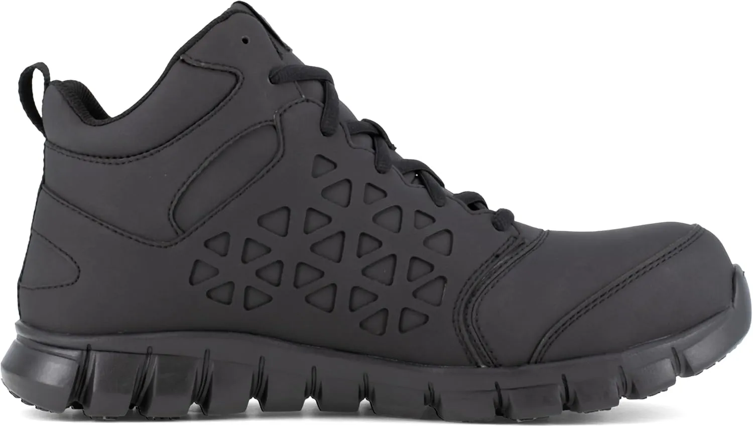 Reebok Work Mens Sublite Cushion Athletic Mid Cut Work Safety Shoes Casual - Black