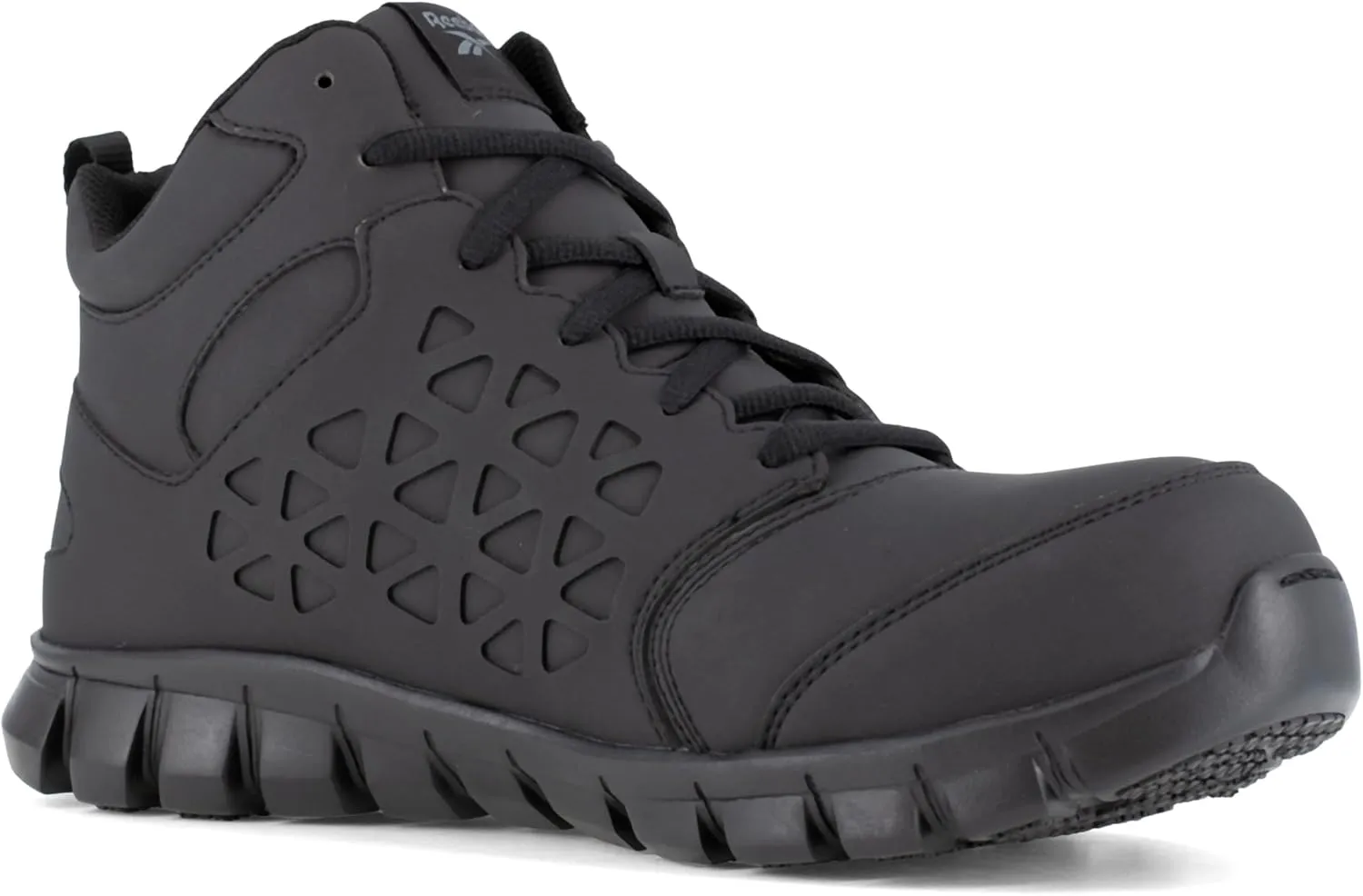 Reebok Work Mens Sublite Cushion Athletic Mid Cut Work Safety Shoes Casual - Black