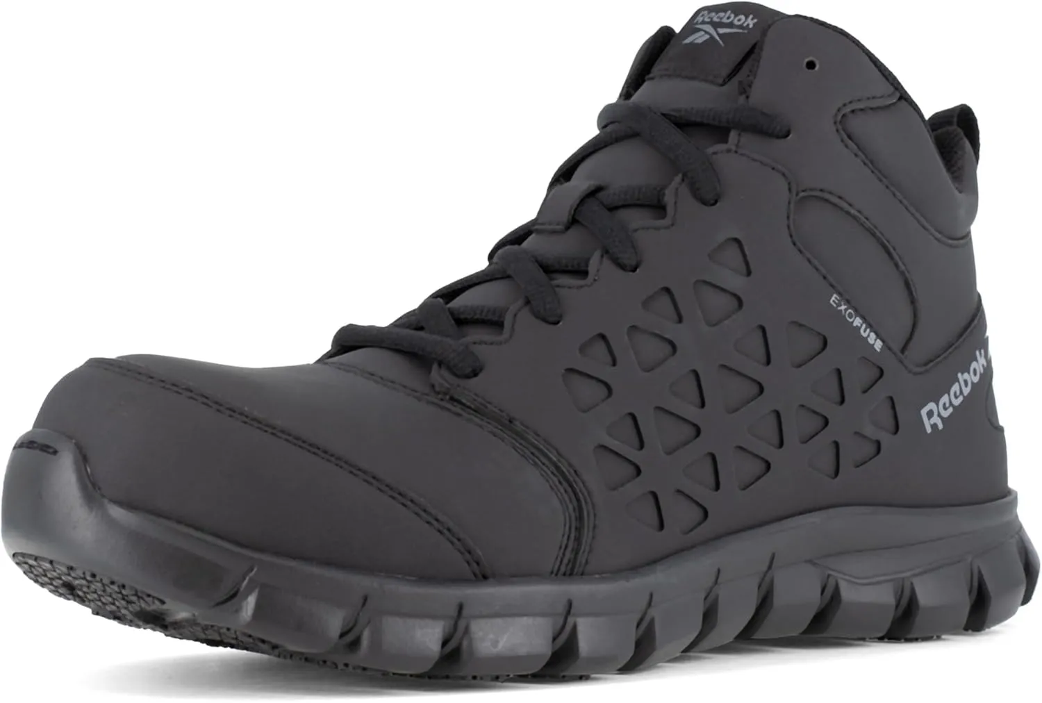 Reebok Work Mens Sublite Cushion Athletic Mid Cut Work Safety Shoes Casual - Black