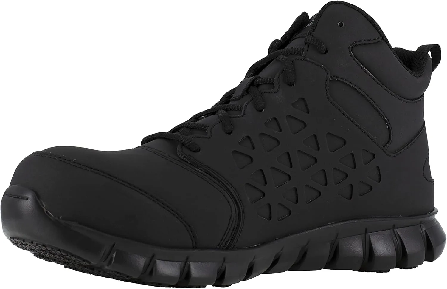 Reebok Work Mens Sublite Cushion Athletic Mid Cut Work Safety Shoes Casual - Black