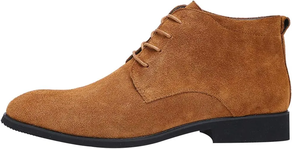 rismart Men's Suede Chukka Boots Plain Toe Lace Up Oxfords Business Casual Shoes