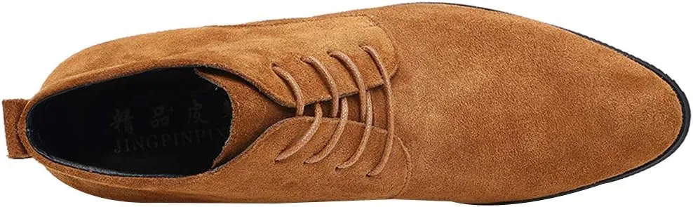 rismart Men's Suede Chukka Boots Plain Toe Lace Up Oxfords Business Casual Shoes