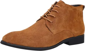 rismart Men's Suede Chukka Boots Plain Toe Lace Up Oxfords Business Casual Shoes