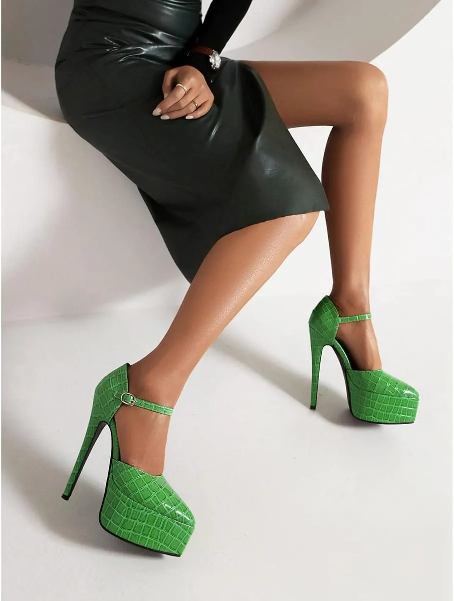 Roimaash Women Dressy Platform Pumps Stiletto High Heels Pointed Toe