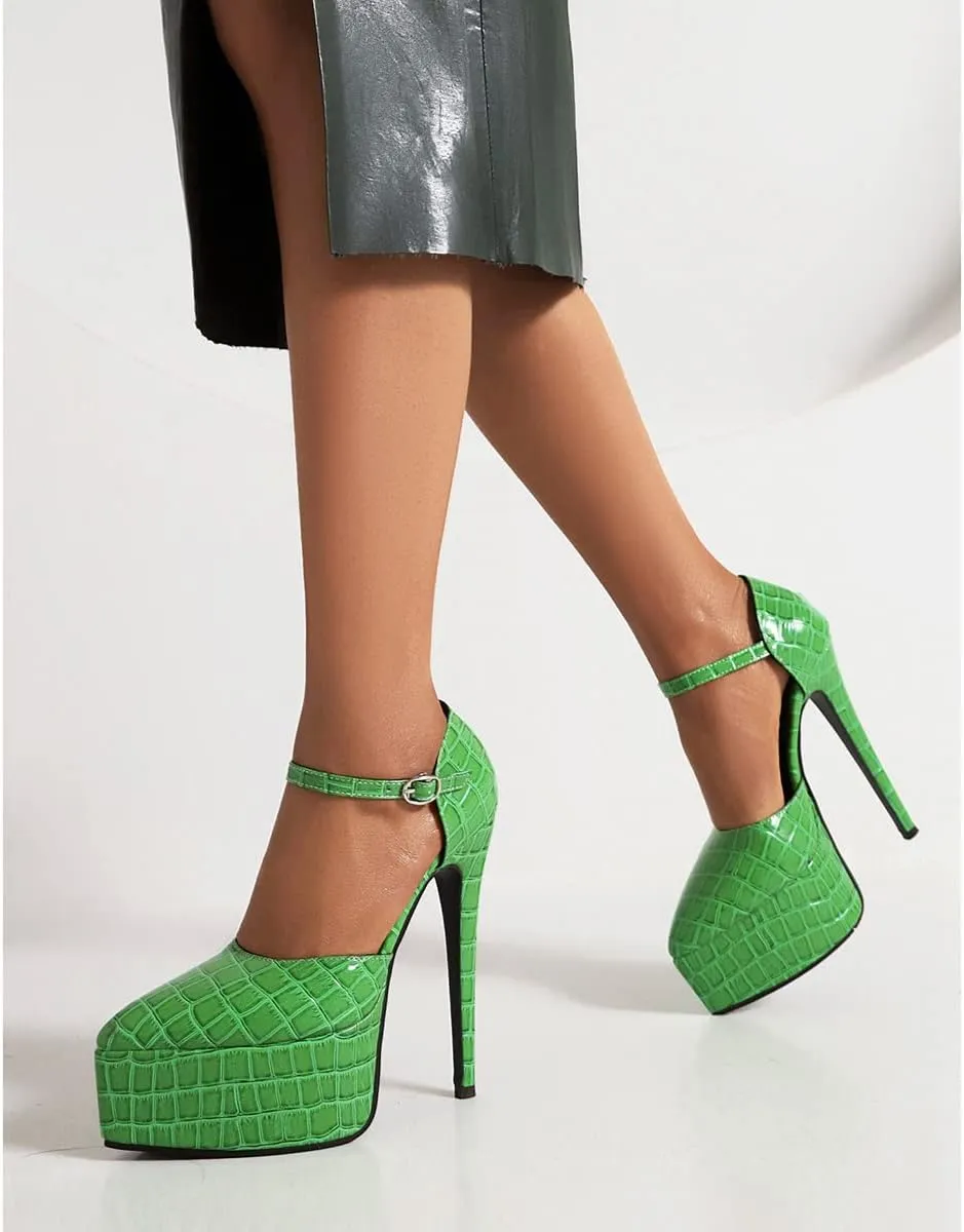 Roimaash Women Dressy Platform Pumps Stiletto High Heels Pointed Toe