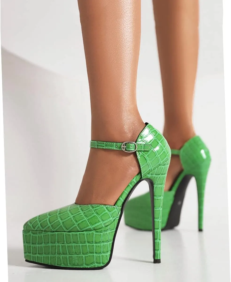 Roimaash Women Dressy Platform Pumps Stiletto High Heels Pointed Toe