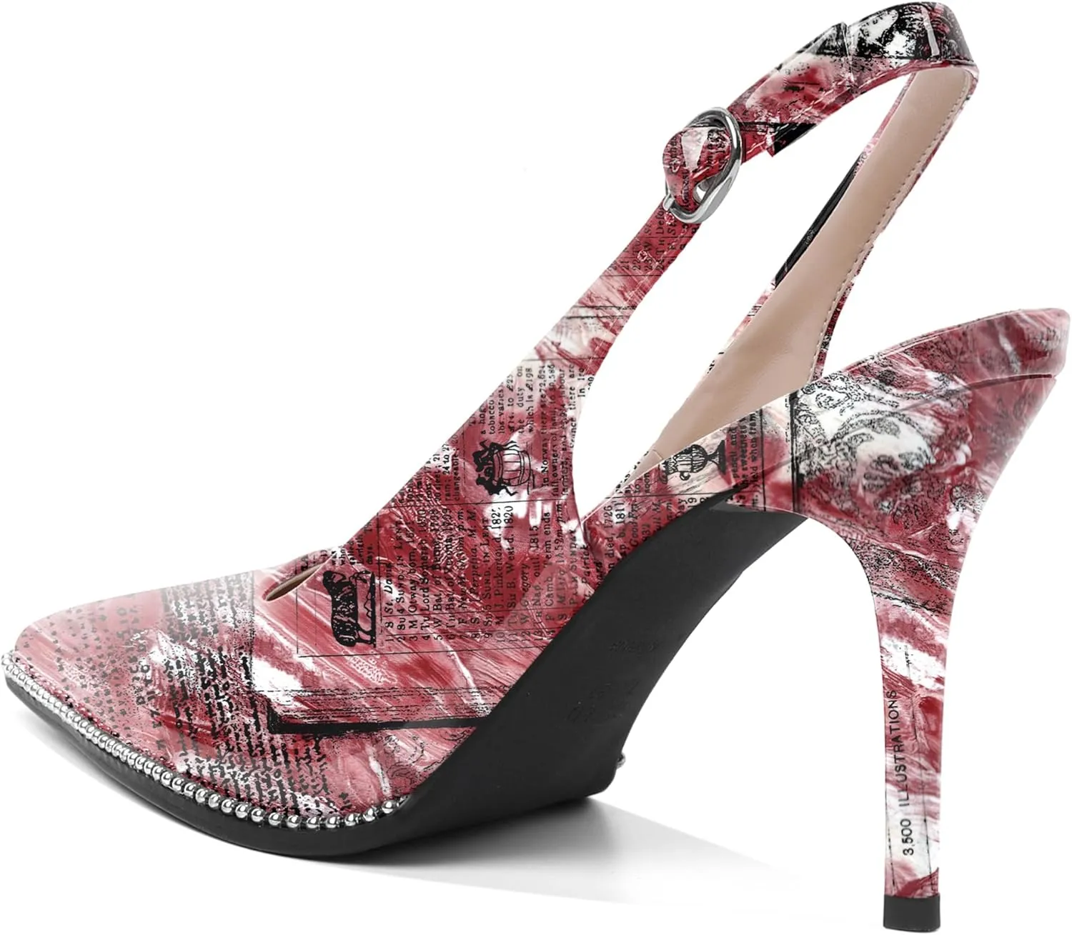 SAMMITOP Women Slingback Heels Stilettos Closed Pointed Toe High Heel Silver Beaded Pumps Comfortable 3.5 Inch High Heels for Women Dressy Shoes