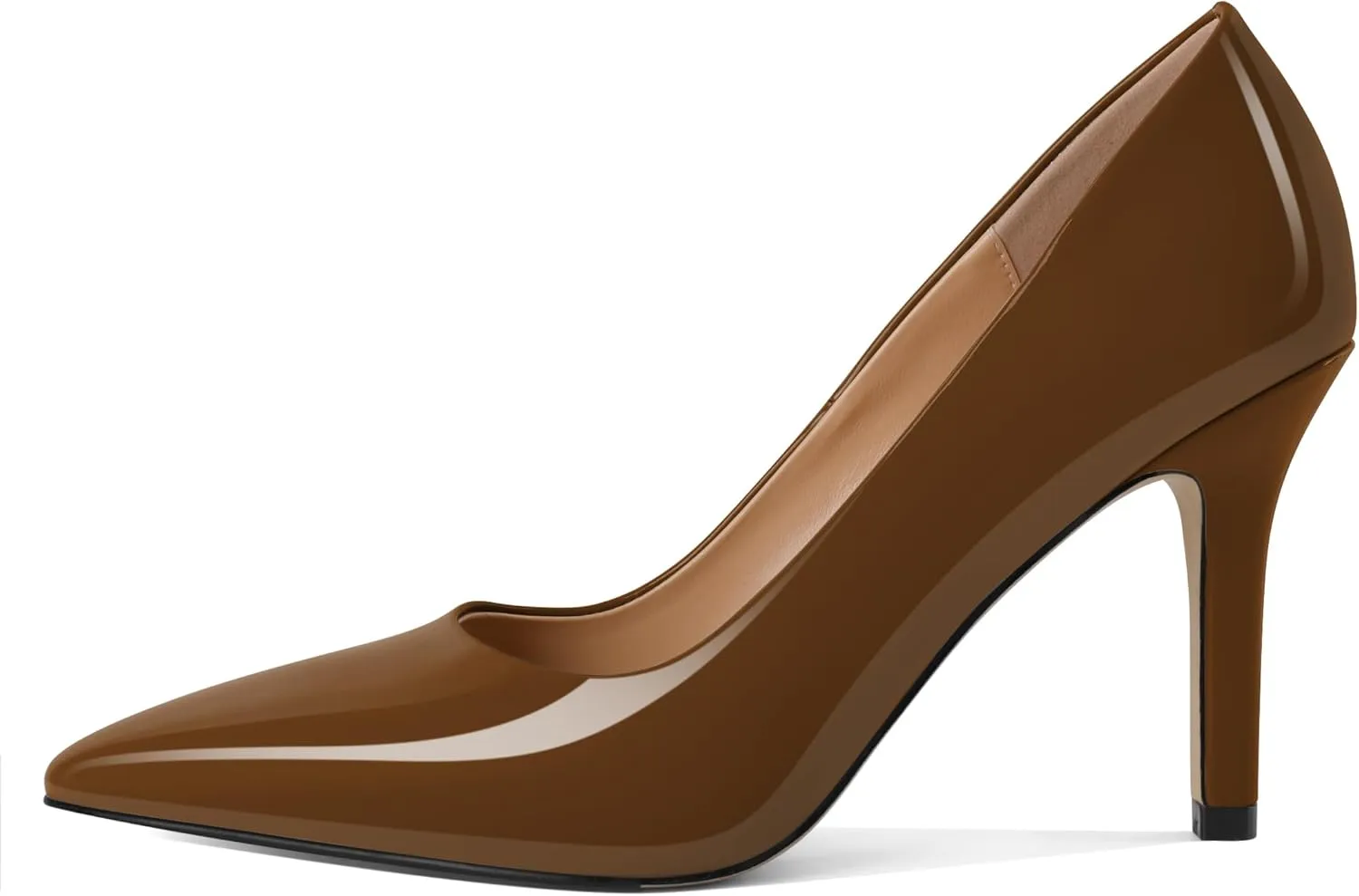SAMMITOP Womens Closed Pointed Toe Pumps High Heels Stiletto Classic Slip On Dress Wedding Work Shoes Patent Leather 3.5 Inch