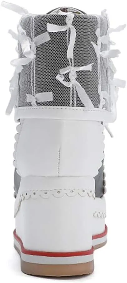 SaraIris Women's Cute Platform Boots, Lace-up Cosplay Brogue Sneakers Wedges Ankle Boots