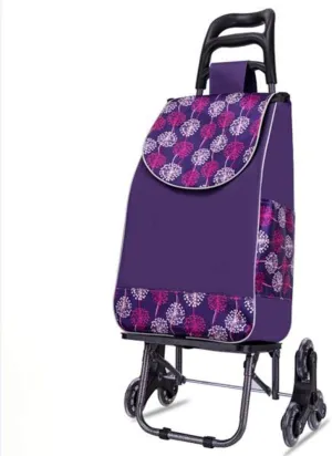 Shopping Cart Portable Utility Carts Folding Trolley Light Weight Stair Climbing Cart with Triangle Crystal Wheel