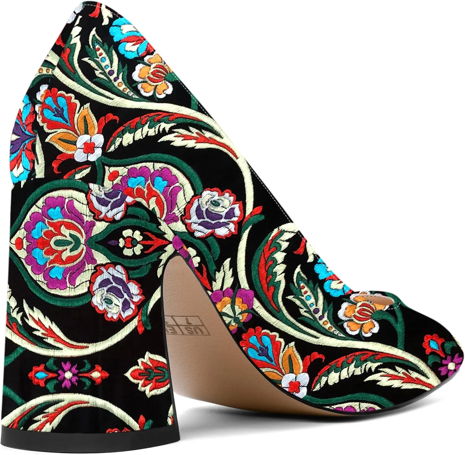 SHOWFOREST Womens Dating Pointed Toe Patent Dress Slip On Chunky High Heel Pumps Shoes 3.3 Inch