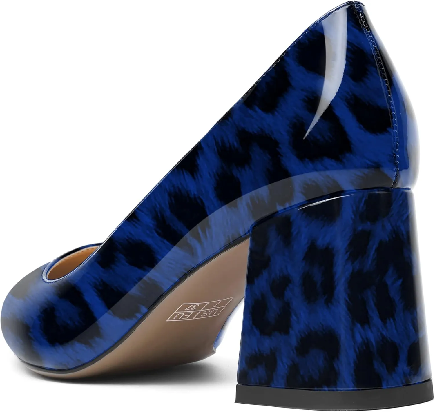 SHOWFOREST Womens Slip On Dress Pointed Toe Patent Evening Chunky Mid Heel Pumps Shoes 2.5 Inch