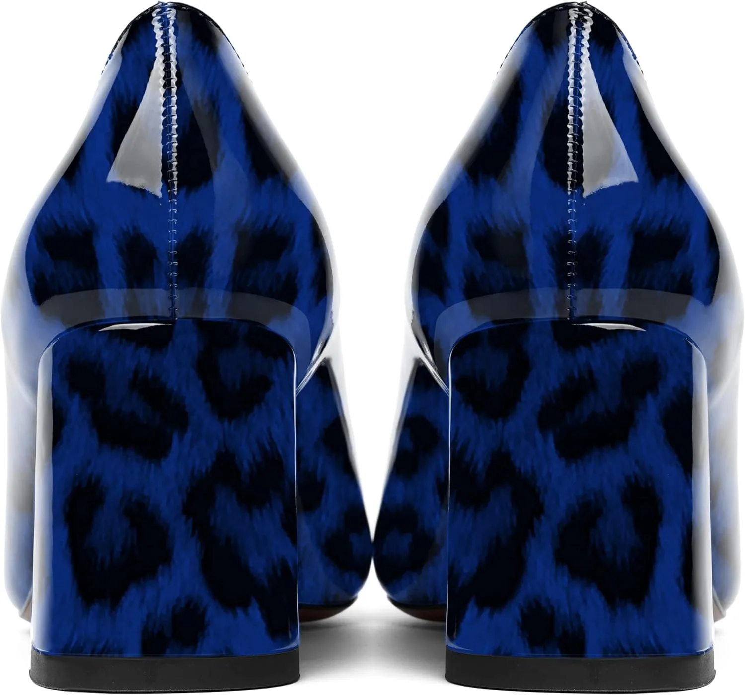 SHOWFOREST Womens Slip On Dress Pointed Toe Patent Evening Chunky Mid Heel Pumps Shoes 2.5 Inch