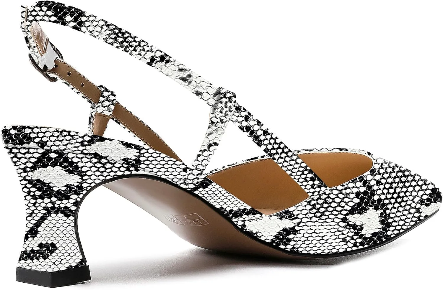 SKYSTERRY Women's Patent Pointed Toe Cutout Slingback Spool Low Heel Pumps Wedding Evening Dress Shoes 2 Inch